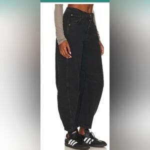 FREE PEOPLE | We The Free Good Luck Mid-Rise Barrel Jeans | Sound Wave | Size 29